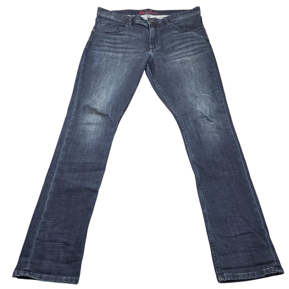 Robert Graham Jeans Mens 37x32 (tag 36) Blue Medium Wash Slim Tapered Denim